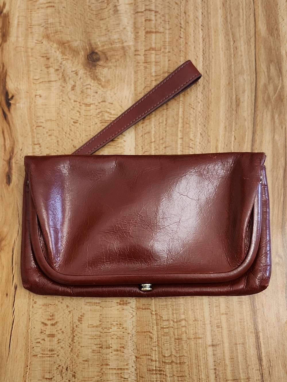 Hobo Lauren Wristlet Henna Leather Red Wallet Clutch Purse Zipper Bifold